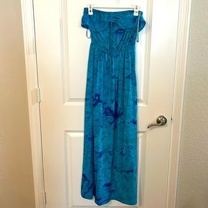 Maxi blue tie die dress/ size SMALL